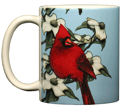 Cardinal Perching Ceramic Mug - Front
