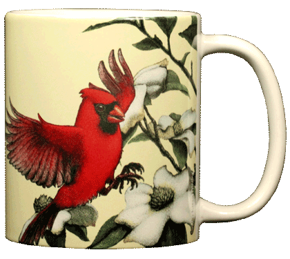 Cardinal & Dogwoods Ceramic Mug - Back