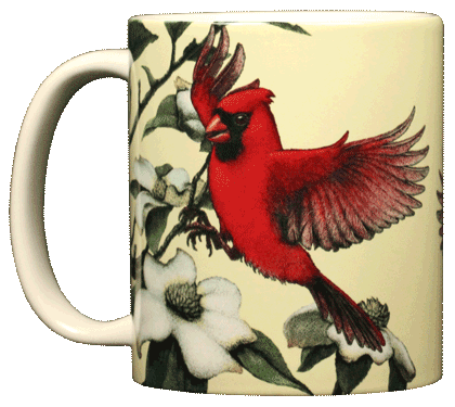 Cardinal & Dogwoods Ceramic Mug - Front