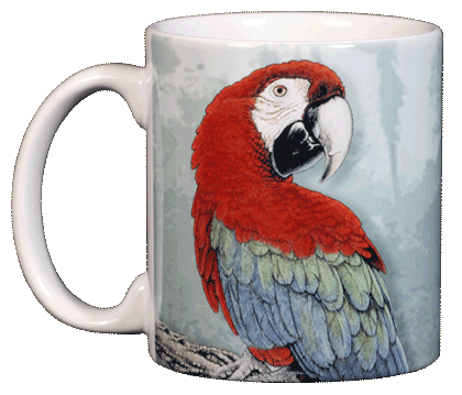 Green Wing Macaw Ceramic Mug - Front