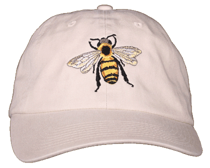 Honey Bee Embroidered Cap - Natural