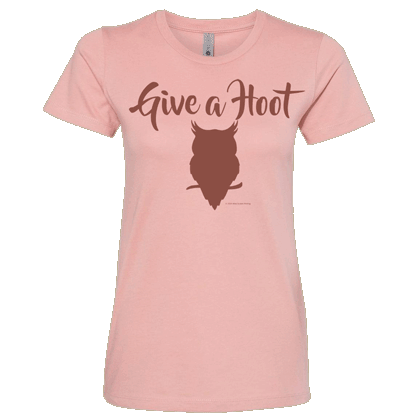 Give A Hoot Ladies T-shirt - Next Level Desert Pink