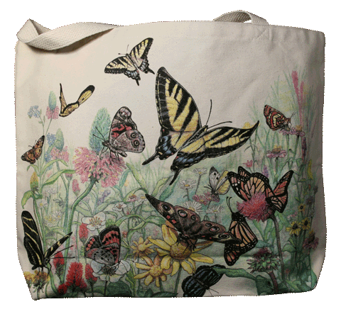 Butterfly Garden Canvas Tote - Back