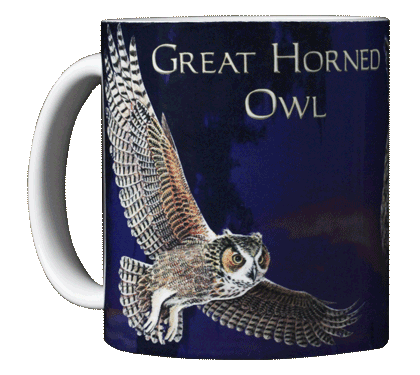 Great Horned Owl Ceramic Mug - Front