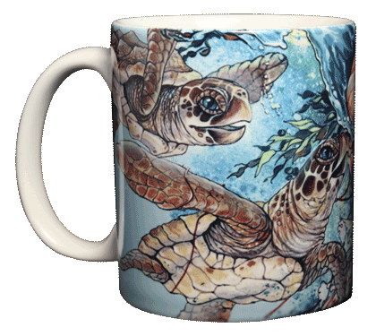 Sea Turtle Splash Ceramic Mug - Front