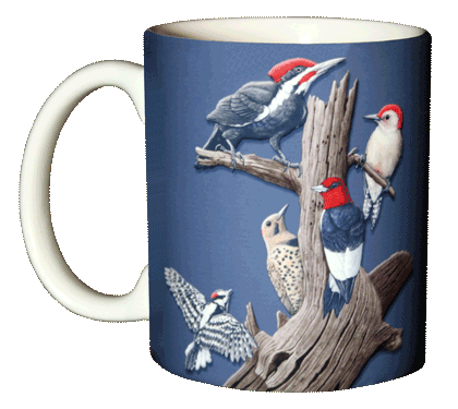 Woodpeckers Ceramic Mug - Front