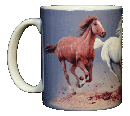 Horse Trio Ceramic Mug - Front
