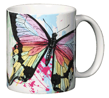 Butterfly Sun Splash Ceramic Mug - Back