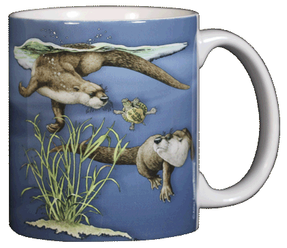 Otter Splash Ceramic Mug - Back