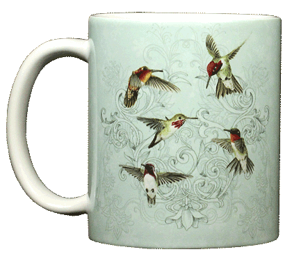 Hummingbird Lace Ceramic Mug - Front