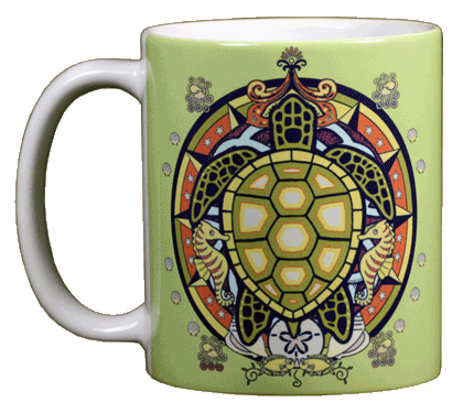 Sea Turtle Hex Ceramic Mug - Front