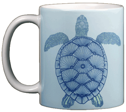 Green Sea Turtle Ceramic Mug - Front