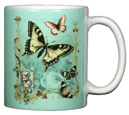 Victorian Butterflies Ceramic Mug - Back