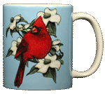 Cardinal Perching Ceramic Mug - Back