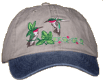 Hummingbirds Embroidered Cap - Khaki/Blue