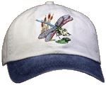 Dragonfly Pond Embroidered Cap - Natural/Blue - Discontinued