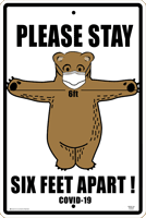 Six Feet Apart Bear Sign